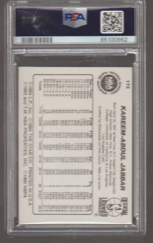 Back of a sports trading card with player statistics and branding