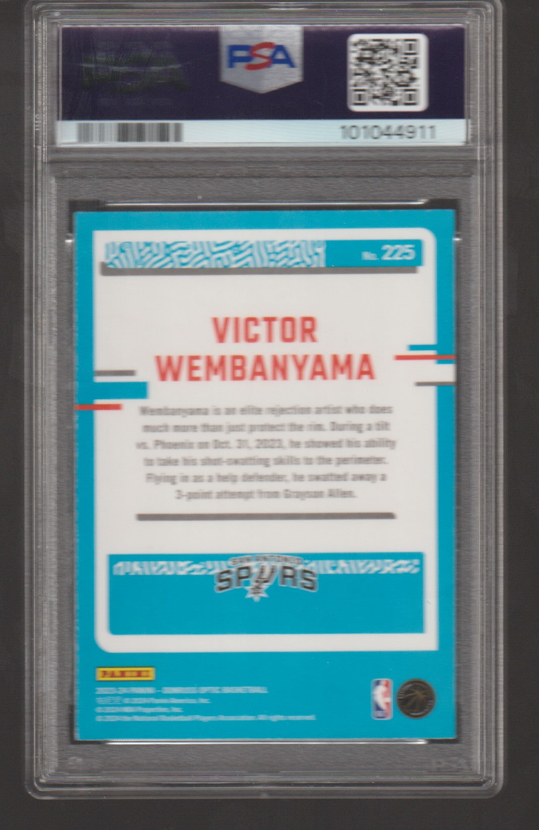 Trading card of Victor Wembanyama with a PSA grading label