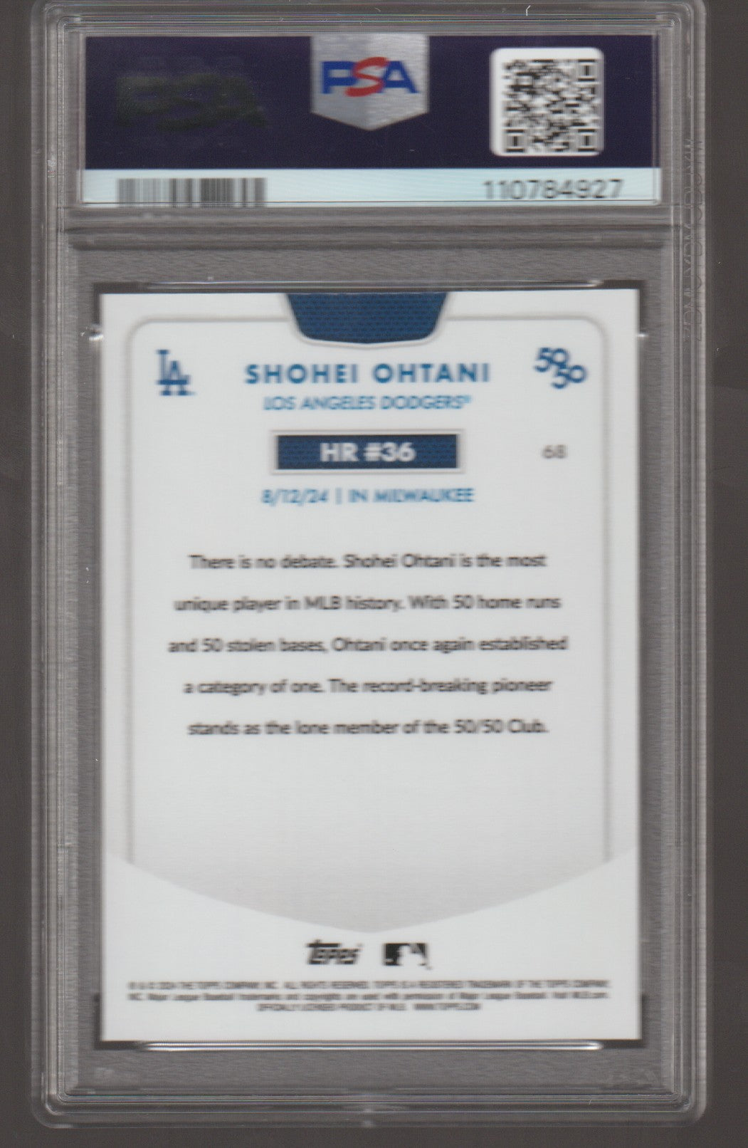 Baseball trading card of Shohei Ohtani with PSA grading information