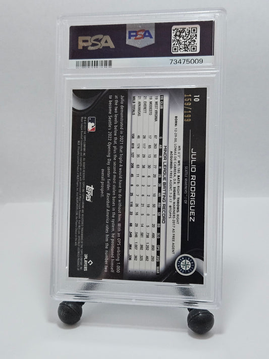 2022 Topps Chrome Black #10 Julio Rodriguez Refractor PSA 10 Gem Mint /199 – Seattle Mariners (RC)