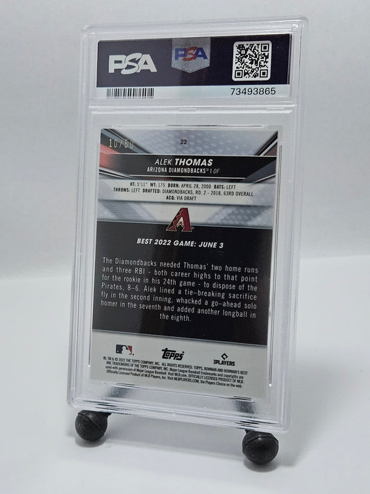 2022 Bowmanβs Best #22 Alek Thomas Gold Refractor /50 PSA 10 Gem Mint POP 2 β Arizona Diamondbacks