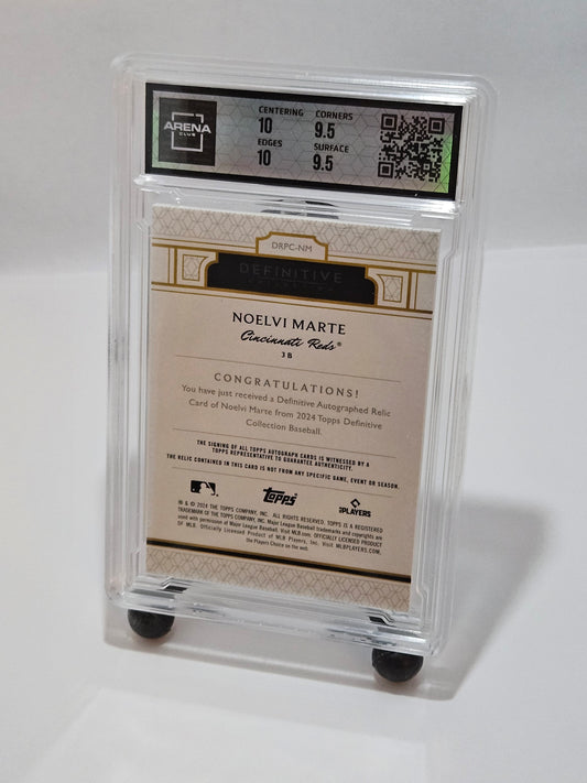 2024 Topps Definitive Collection Noelvi Marte Rookie Patch Auto /50 Arena Club 10/10 Gem Mint – Cincinnati Reds