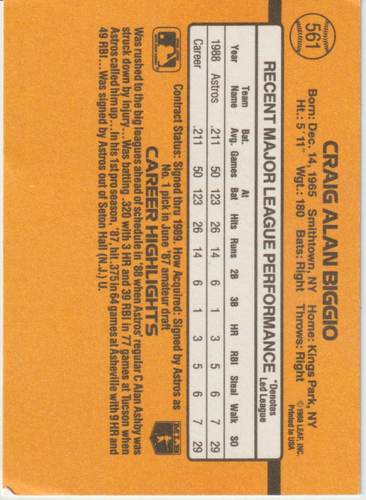 Baseball trading card back with player information and statistics on an orange background