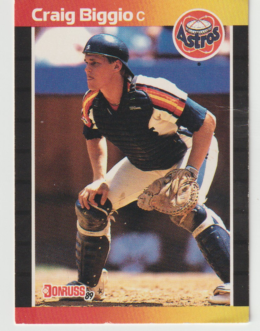 Baseball trading card of Craig Biggio with Astros logo