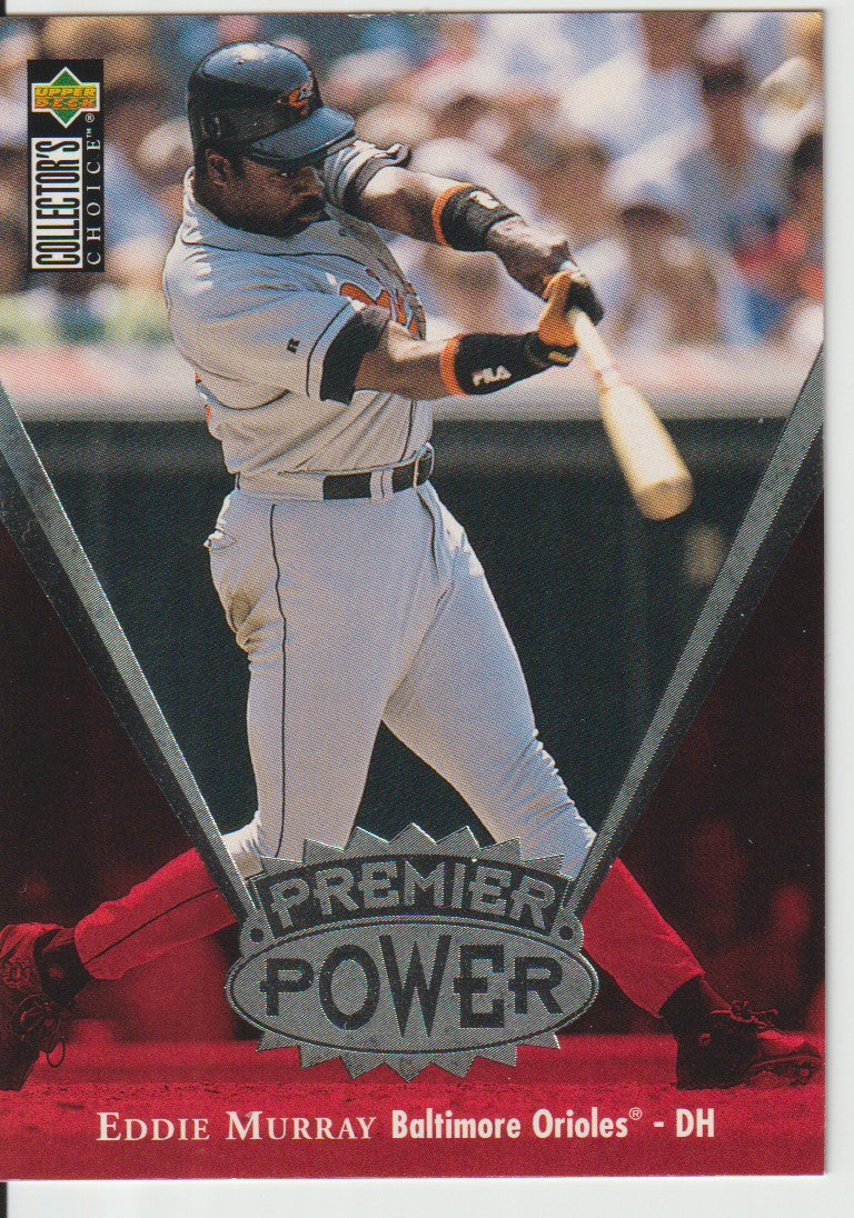 Baseball trading card of Eddie Murray from the Baltimore Orioles, featuring his batting stance.