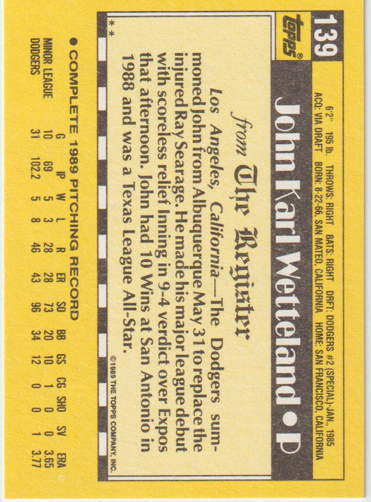 Baseball trading card back with text and statistics on a yellow background