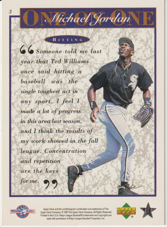 Baseball trading card featuring a player in a black and blue uniform with text about hitting.