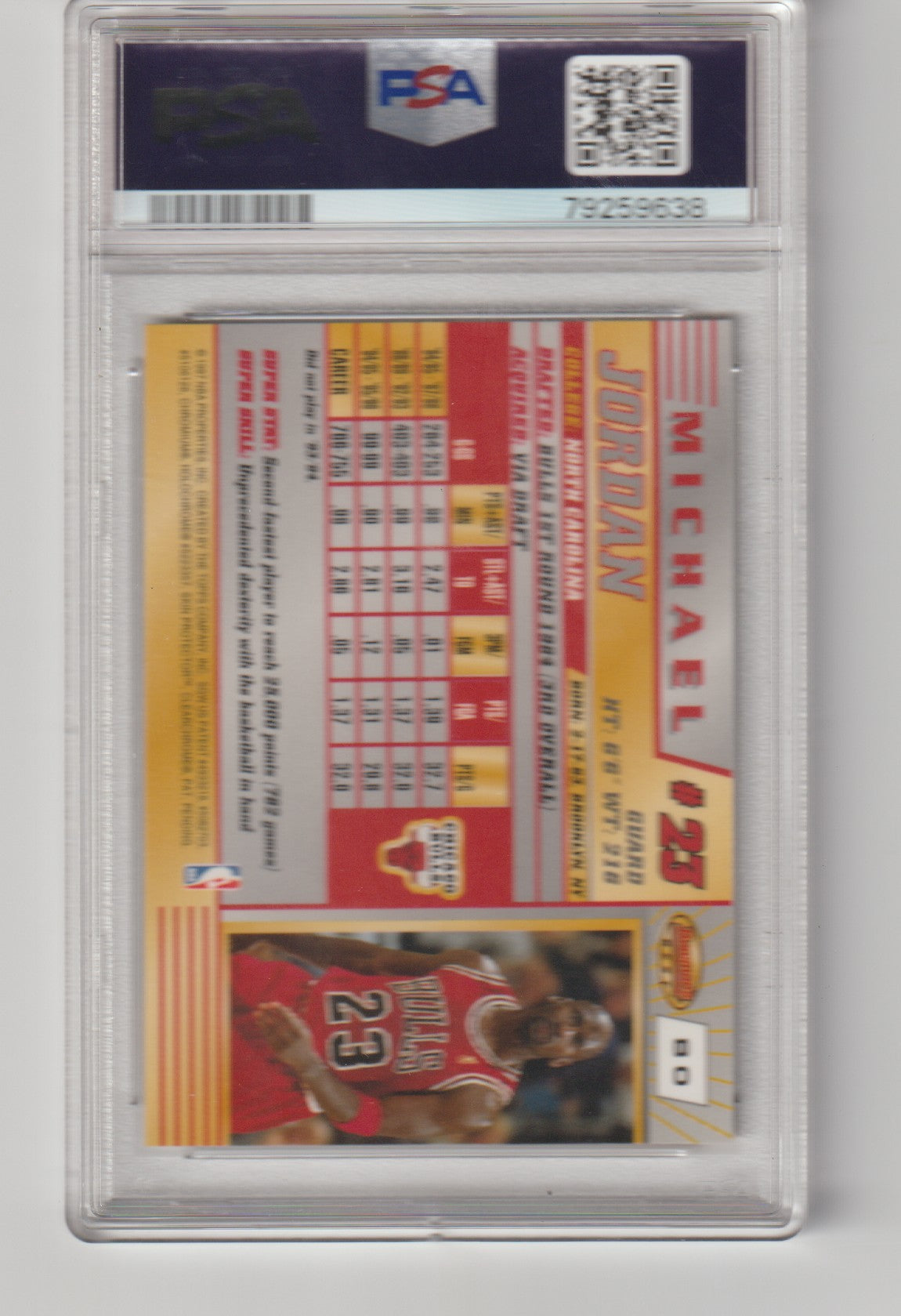 Trading card of Michael Jordan with PSA grading label