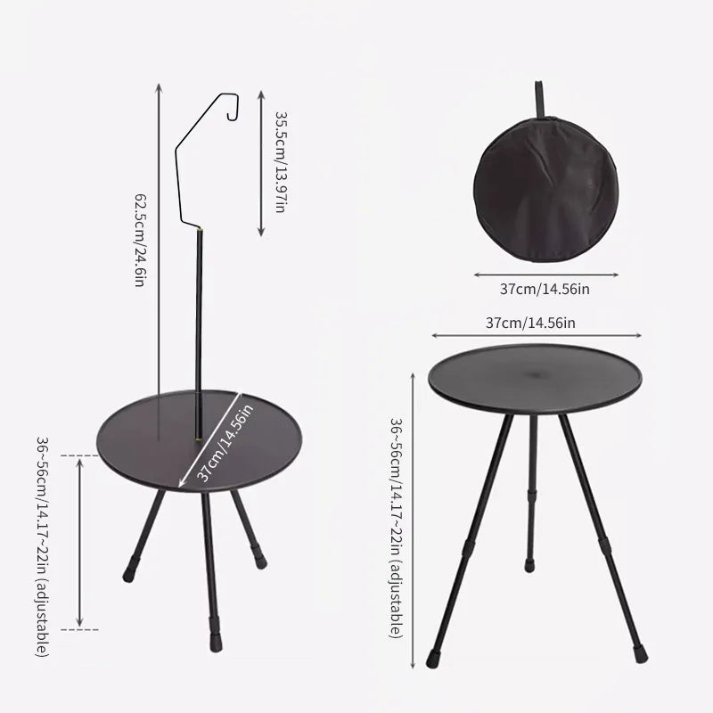 Ultralight Portable Folding Table Camping Round Table with Optional Light Stand_8