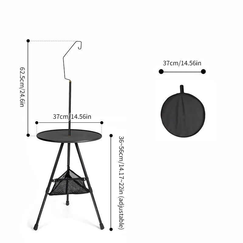 Ultralight Portable Folding Table Camping Round Table with Optional Light Stand_9