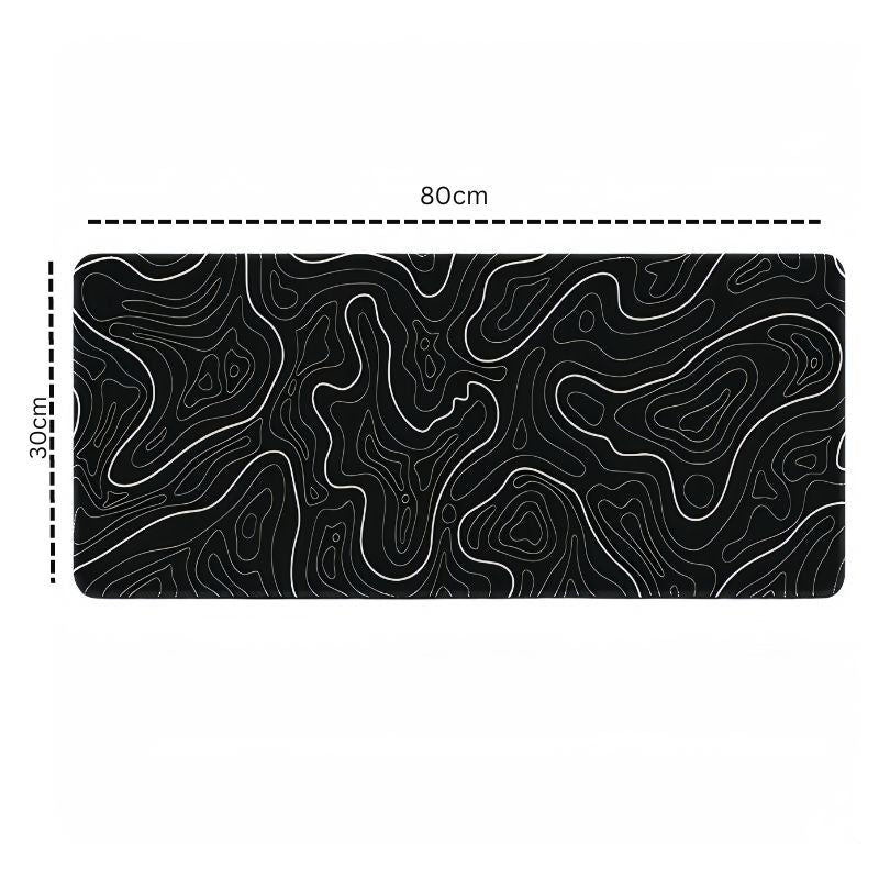 Anti-Slip Topographic Black and White Mouse Pad for Keyboard - 30x80cm_5