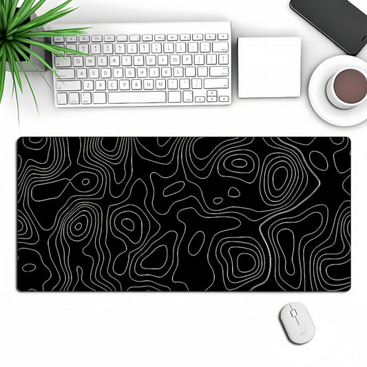 Anti-Slip Topographic Black and White Mouse Pad for Keyboard - 30x80cm_0