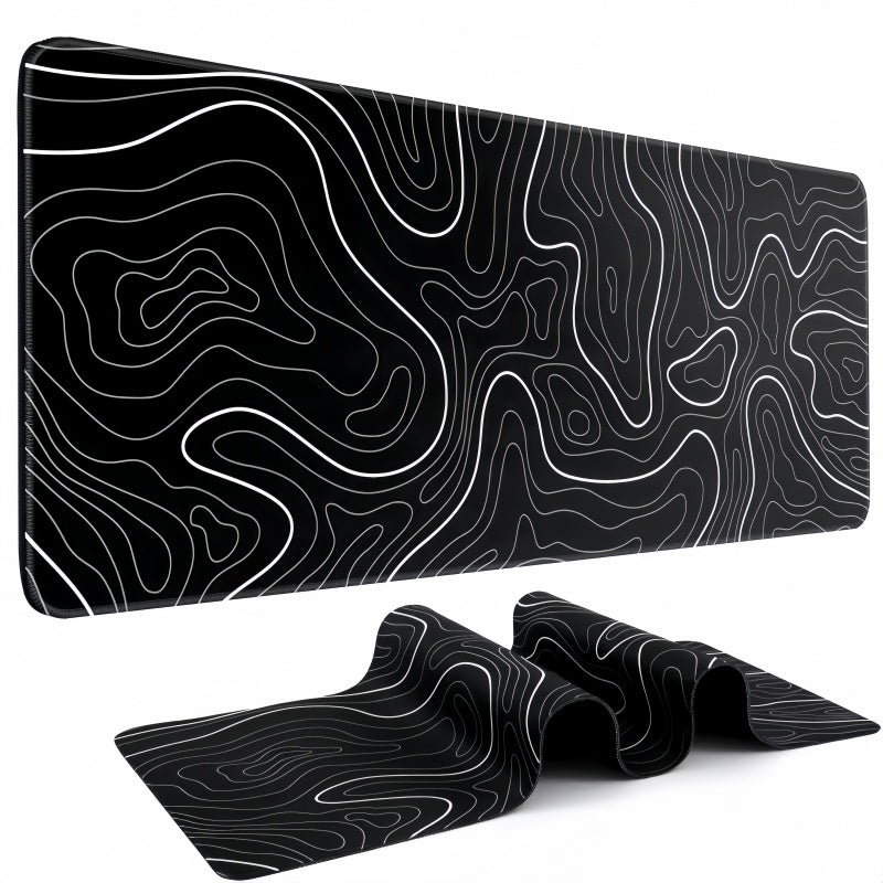 Anti-Slip Topographic Black and White Mouse Pad for Keyboard - 30x80cm_4