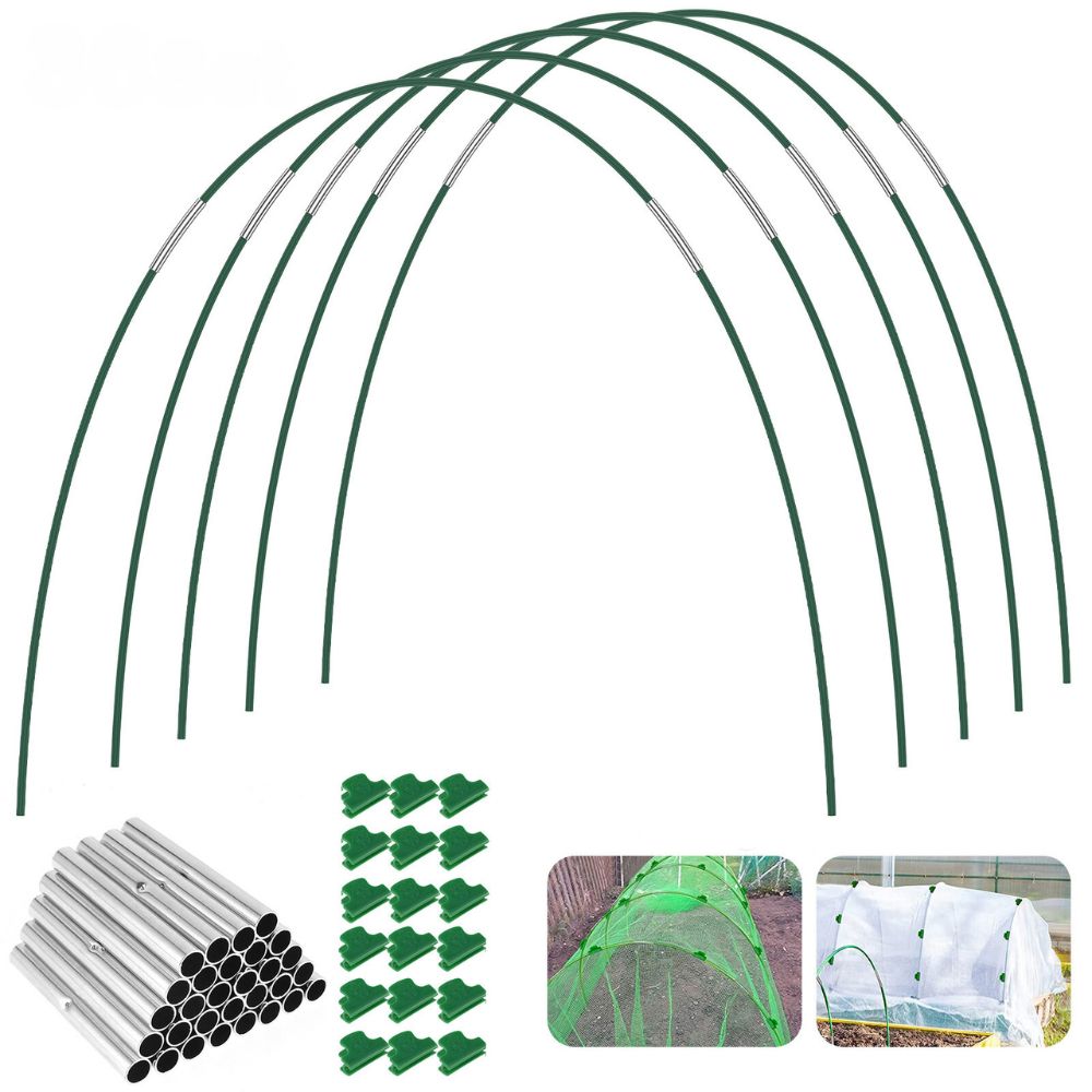 15/36Pcs Greenhouse Hoops Kit with Clips Durable Fiberglass Frame