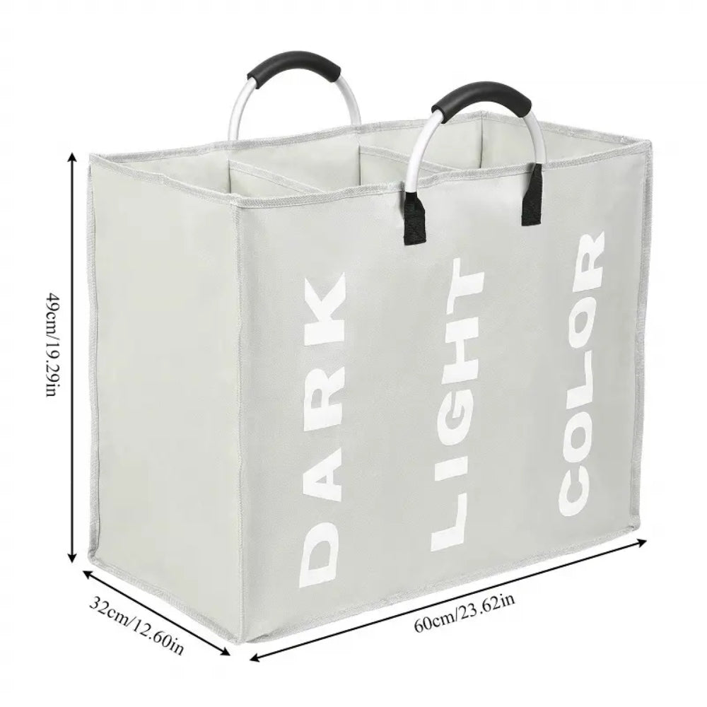 3 Grid Foldable Laundry Basket Bag Dirty Laundry Basket_7