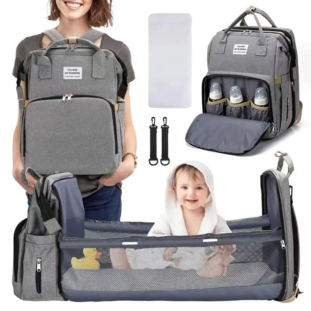 Foldable  Diaper Bag with Changing Station Multifunction Portable Travel Back Pack_0