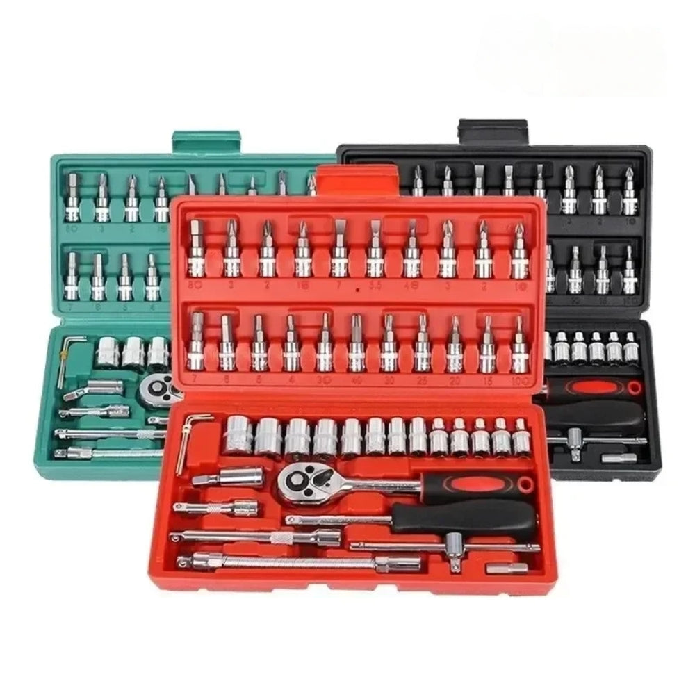 46Pcs Multi Purpose Tool Kit Set with Wrench Socket and Precision Screwdriver_1