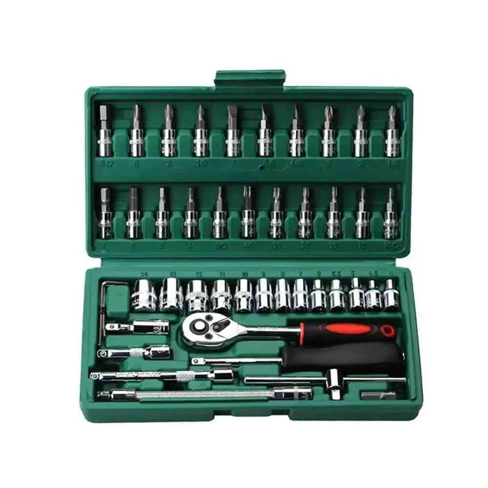 46Pcs Multi Purpose Tool Kit Set with Wrench Socket and Precision Screwdriver_5