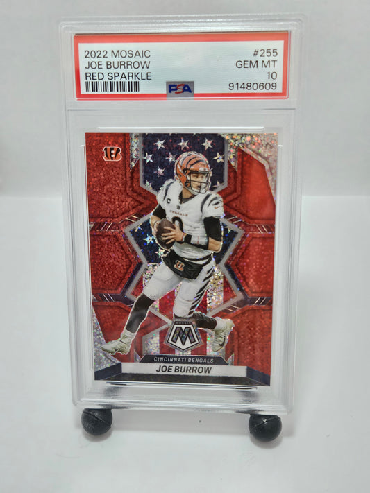 2022 Mosaic #255 Joe Burrow National Pride Red Sparkle Prizm PSA 10 Gem Mint – Cincinnati Bengals