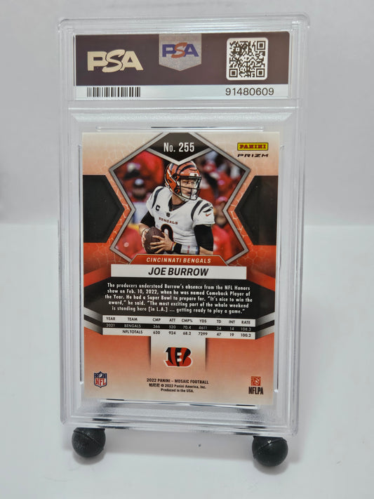 2022 Mosaic #255 Joe Burrow National Pride Red Sparkle Prizm PSA 10 Gem Mint – Cincinnati Bengals