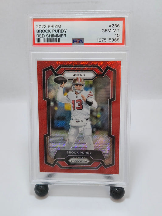 2023 Panini Prizm Brock Purdy Red Shimmer #20/35 PSA 10 Gem Mint Pop 10 – San Francisco 49ers