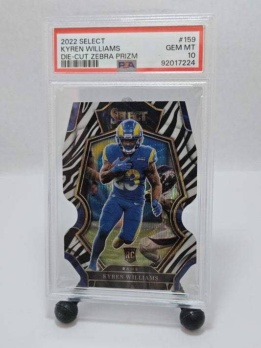 2022 Select Kyren Williams Die-Cut Zebra Prizm RC PSA 10 Gem Mint – Los Angeles Rams