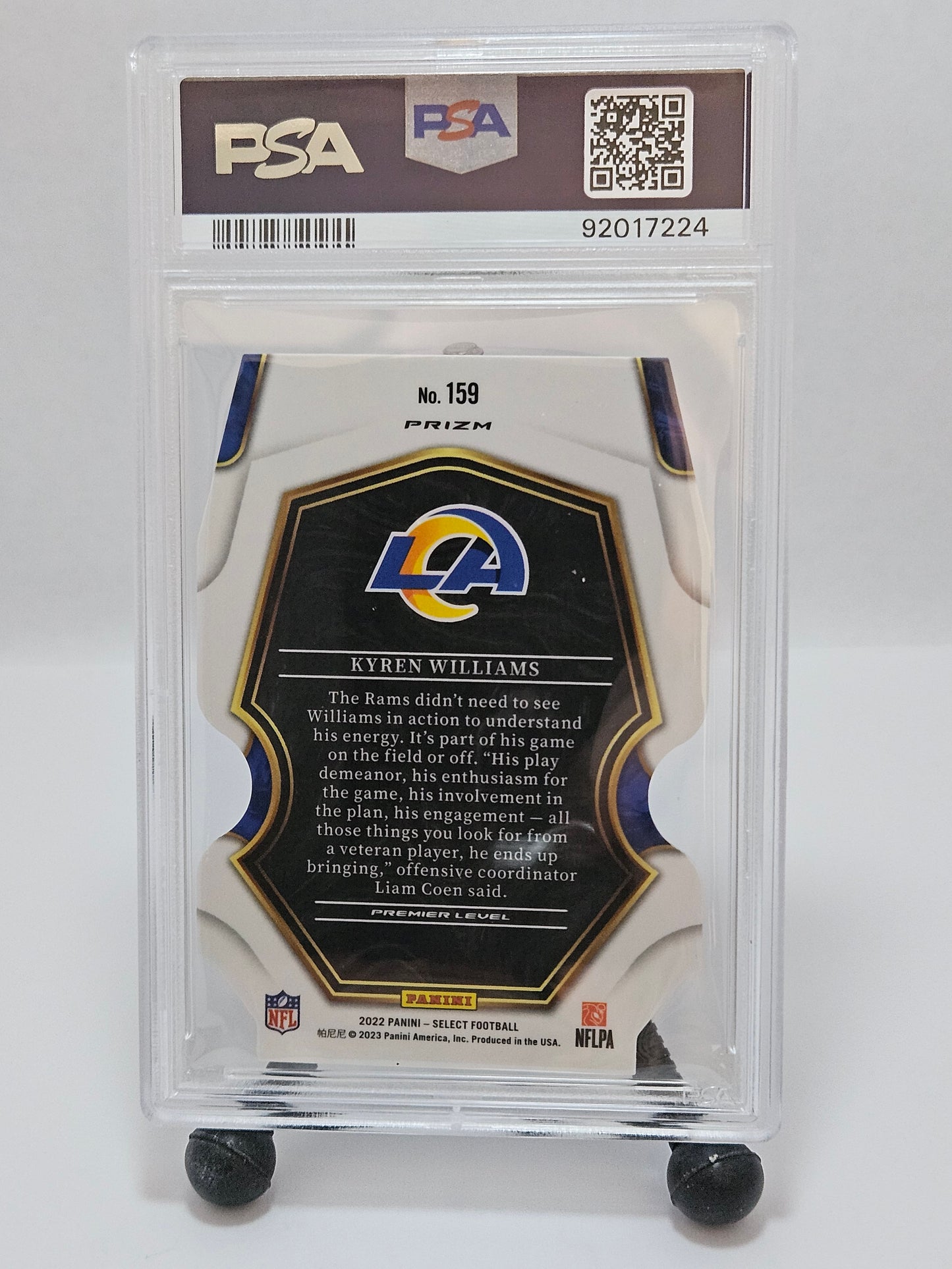 2022 Select Kyren Williams Die-Cut Zebra Prizm RC PSA 10 Gem Mint – Los Angeles Rams