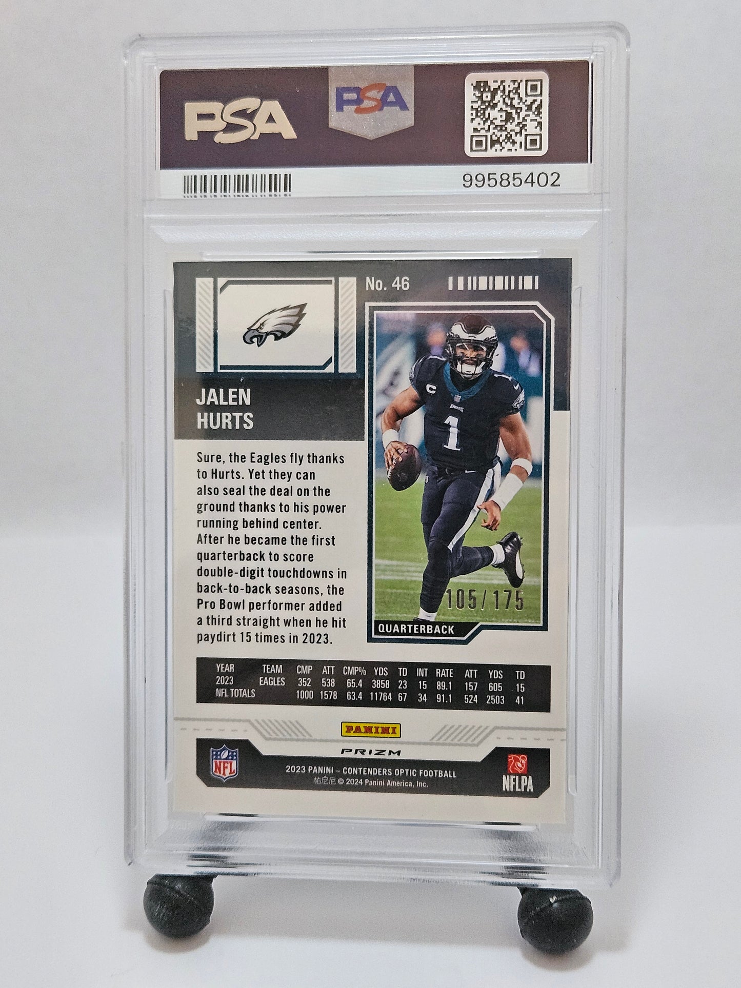 2023 Contenders Optic #46 Jalen Hurts Red /175 PSA 9 Mint POP 1 – Philadelphia Eagles