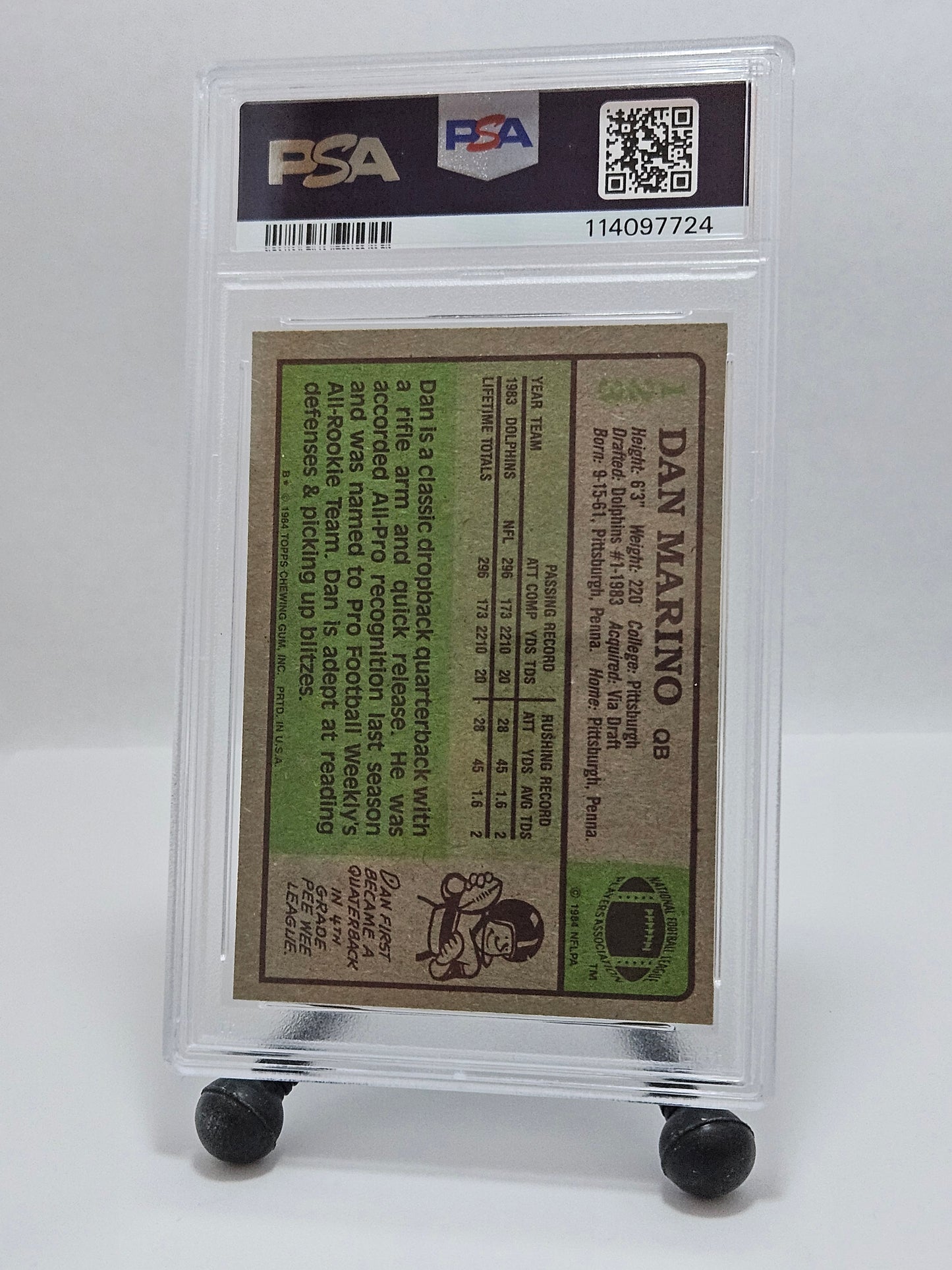 1984 Topps #123 Dan Marino RC PSA 8 NM-MT – Miami Dolphins