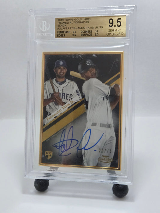 2019 Topps Gold Label Fernando Tatis Jr. Framed Auto Black #20/75 BGS 9.5/9 – San Diego Padres
