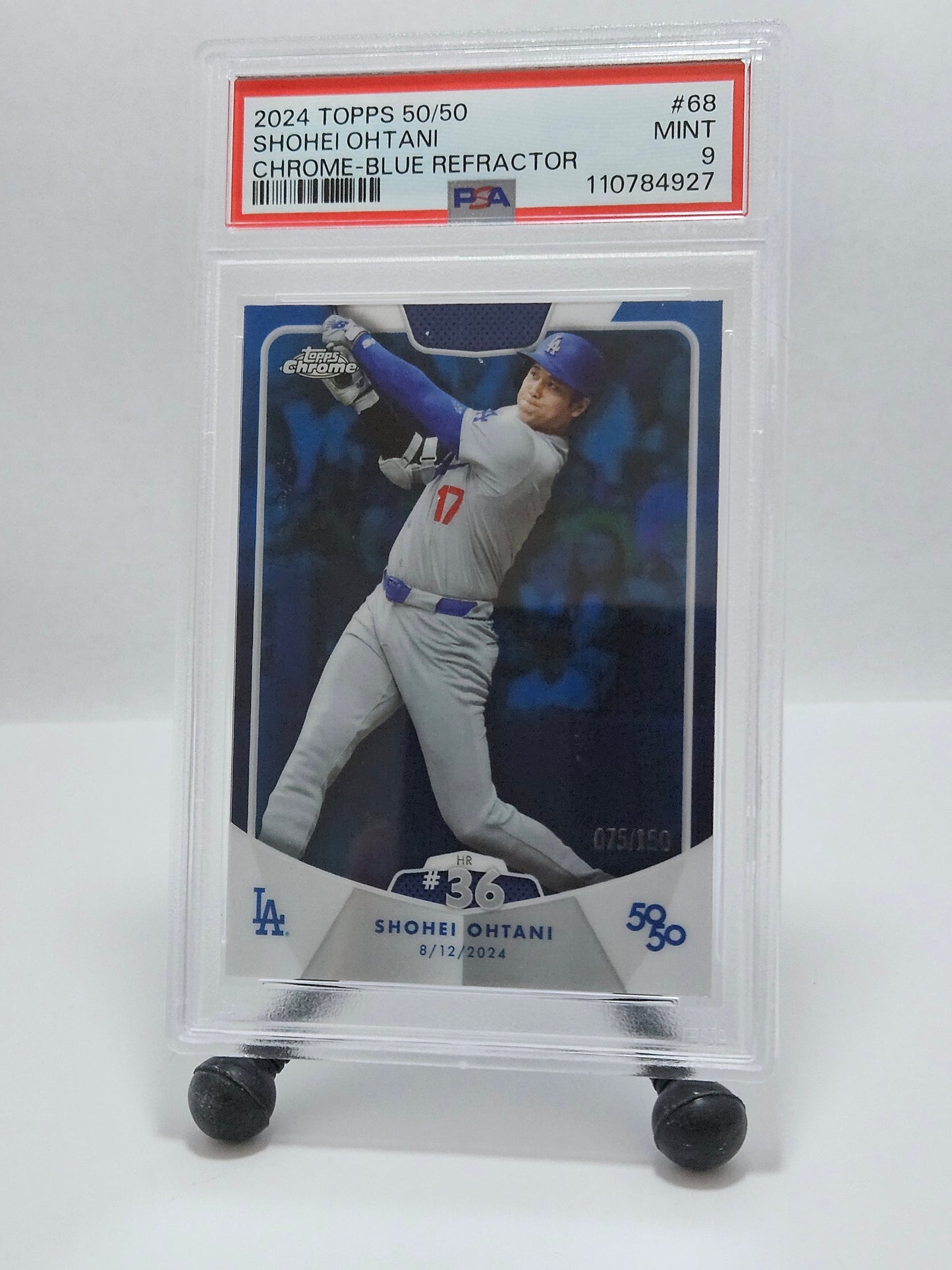 2024 Topps 50/50 #68 Shohei Ohtani Chrome Blue Refractor PSA 9 Mint – Los Angeles Dodgers (POP 3)