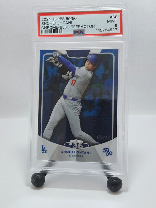 2024 Topps 50/50 #68 Shohei Ohtani Chrome Blue Refractor PSA 9 Mint – Los Angeles Dodgers (POP 3)
