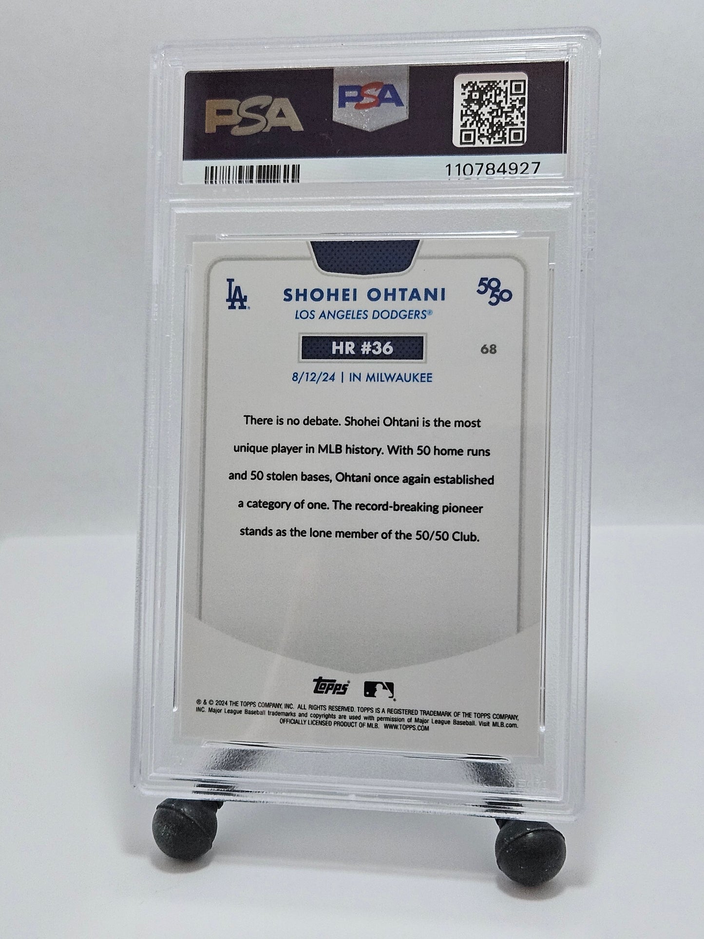 2024 Topps 50/50 #68 Shohei Ohtani Chrome Blue Refractor PSA 9 Mint – Los Angeles Dodgers (POP 3)
