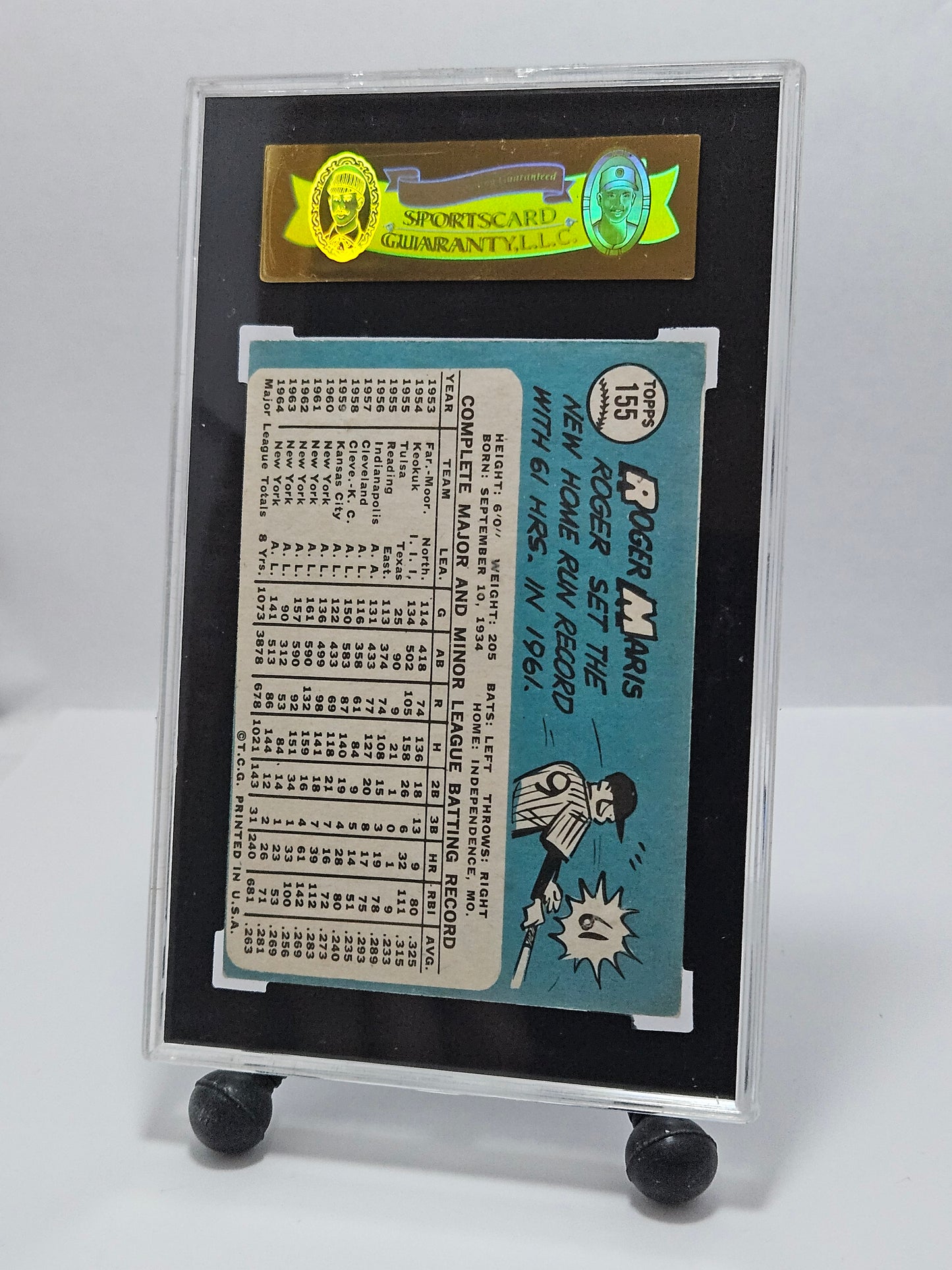 1965 Topps #155 Roger Maris SGC 5 VG/EX – New York Yankees