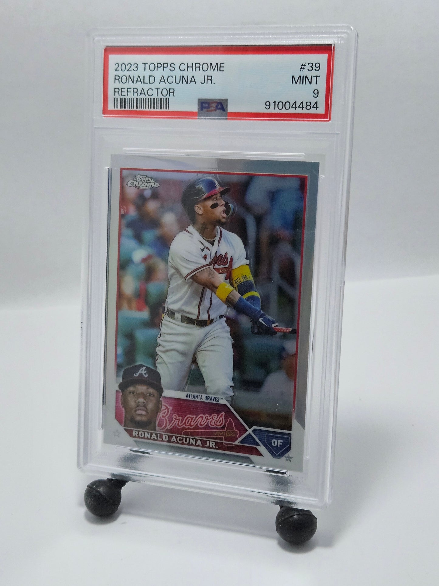 2023 Topps Chrome #39 Ronald Acuña Jr. Refractor PSA 9 Mint – Atlanta Braves