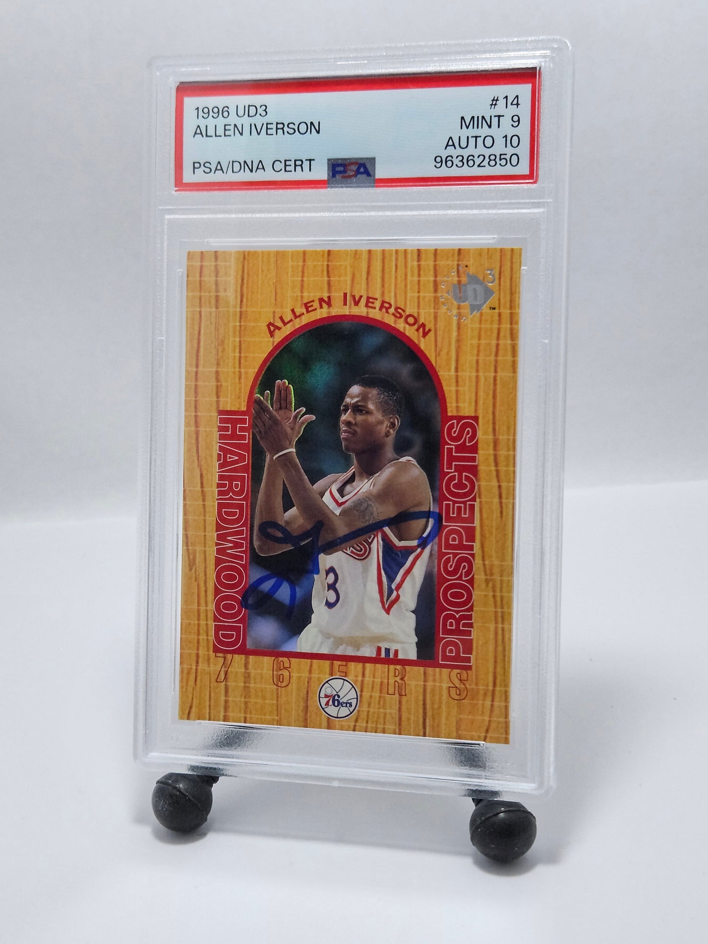 1996 UD3 #14 Allen Iverson Rookie Auto – PSA 9 / PSA DNA 10 Auto