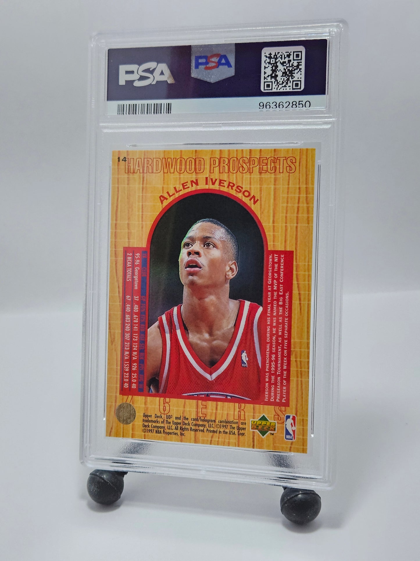 1996 UD3 #14 Allen Iverson Rookie Auto – PSA 9 / PSA DNA 10 Auto