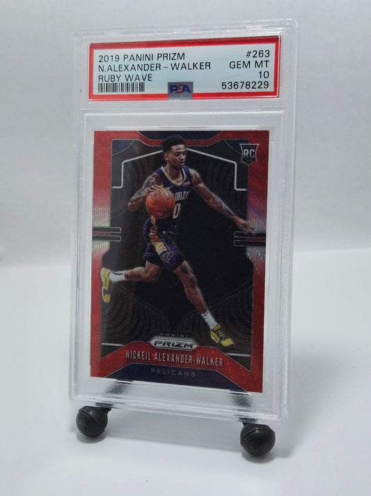 2019 Panini Prizm #263 Nickeil Alexander-Walker Ruby Wave Prizm RC PSA 10 Gem Mint – New Orleans Pelicans
