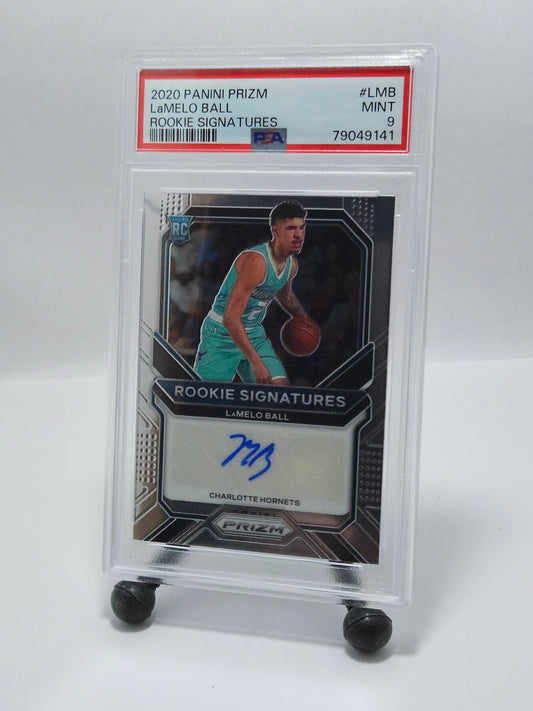 2020 Panini Prizm Rookie Signatures #LMB LaMelo Ball PSA 9 Mint – Charlotte Hornets