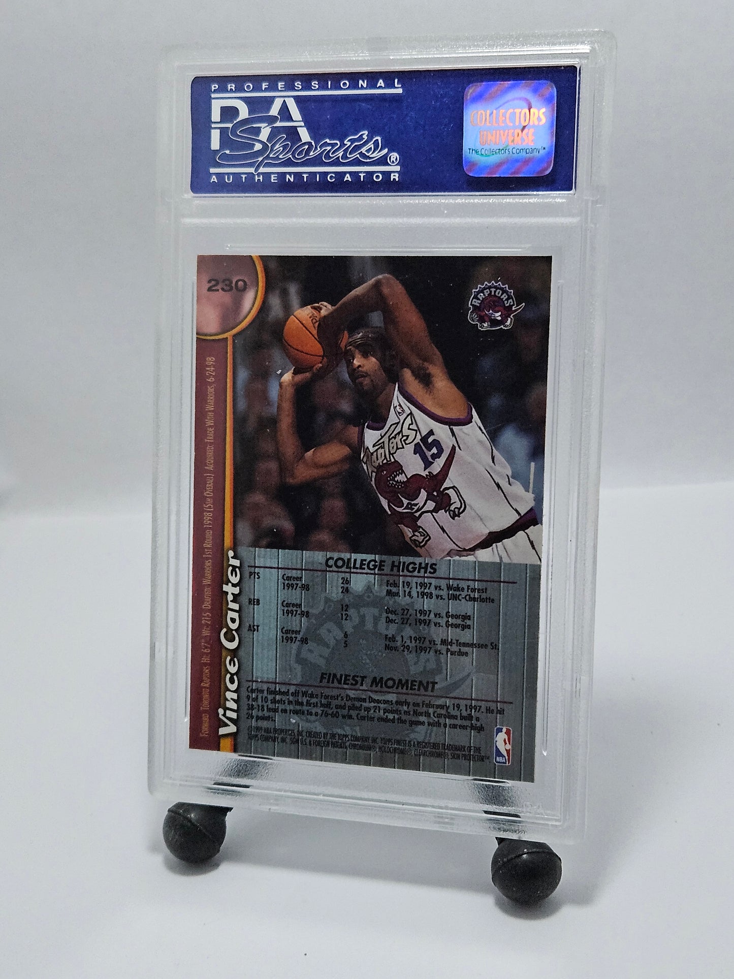 1998 Finest #230 Vince Carter Rookie – PSA 10 Gem Mint
