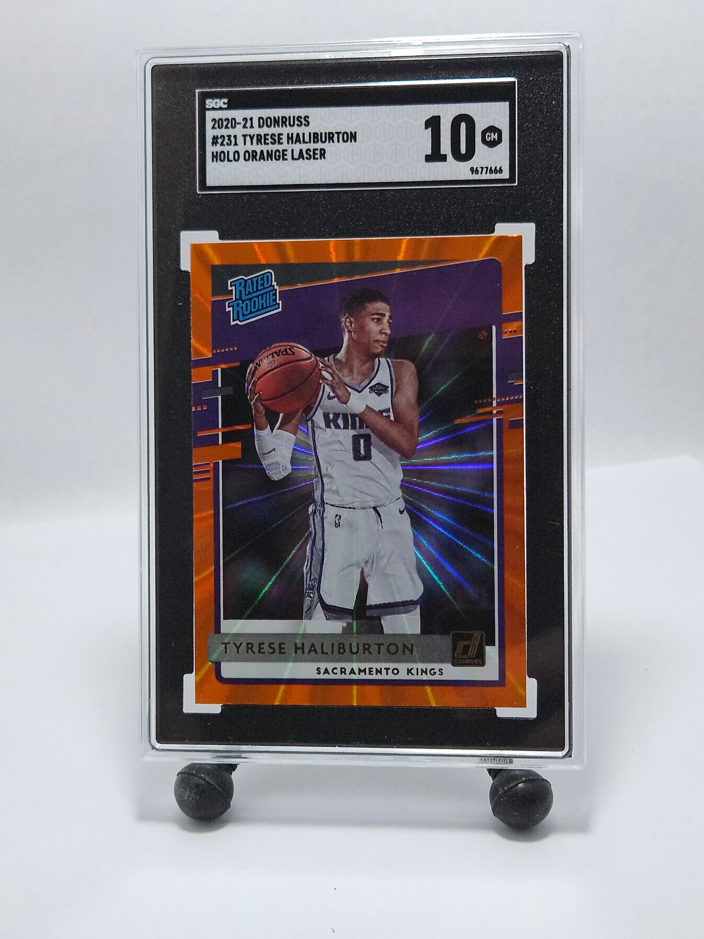 2020-21 Donruss #231 Tyrese Haliburton Holo Orange Laser RC – SGC 10 GEM MINT