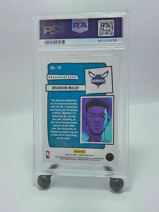 2023 NBA Hoops #16 Brandon Miller Presentations – PSA 10 Gem Mint