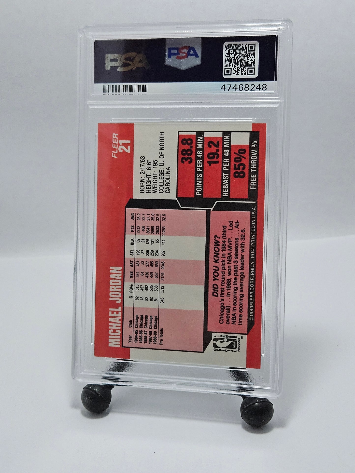 1989 Fleer #21 Michael Jordan – PSA 9 Mint