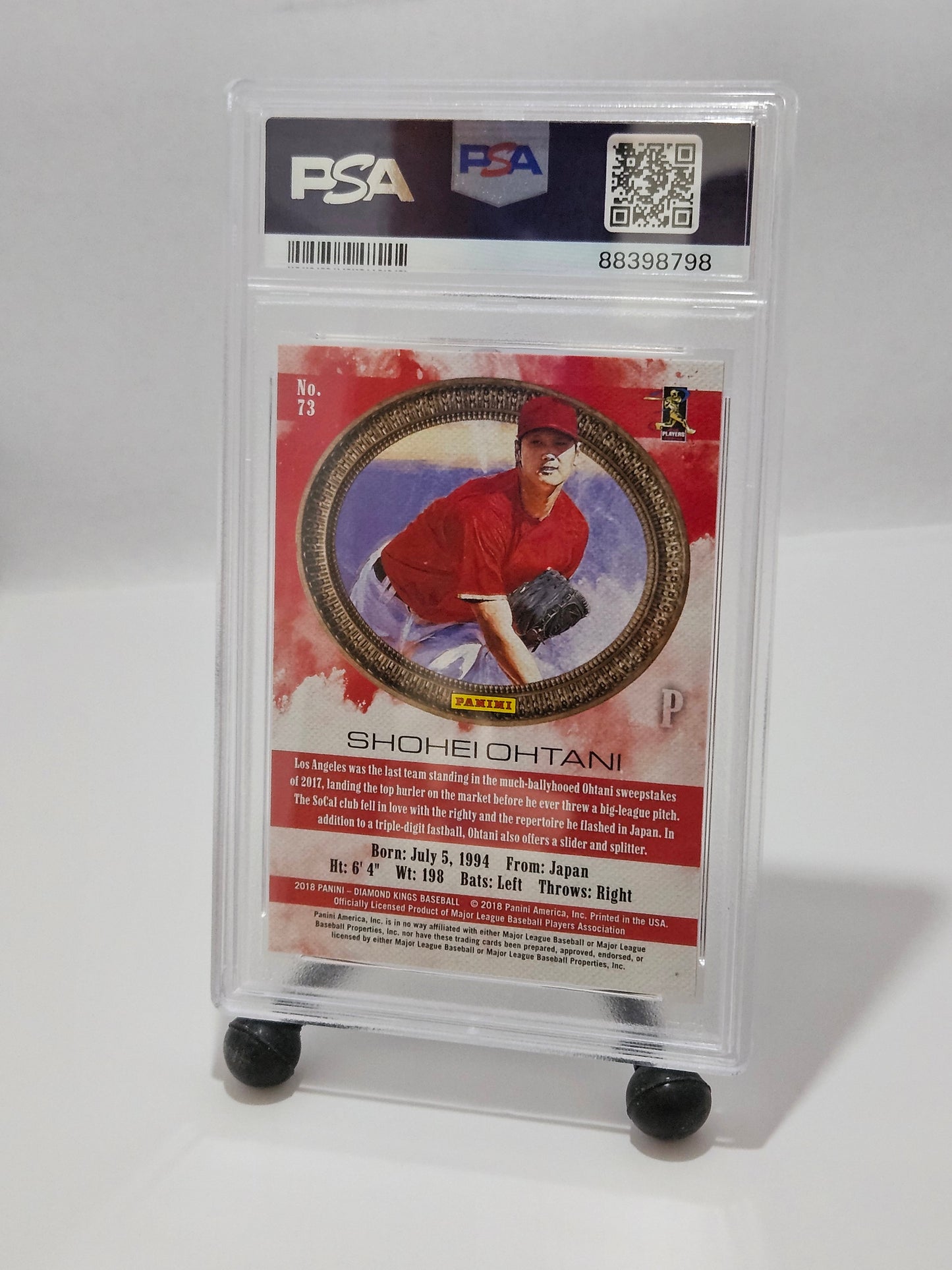 Baseball trading card in a protective case with PSA logo