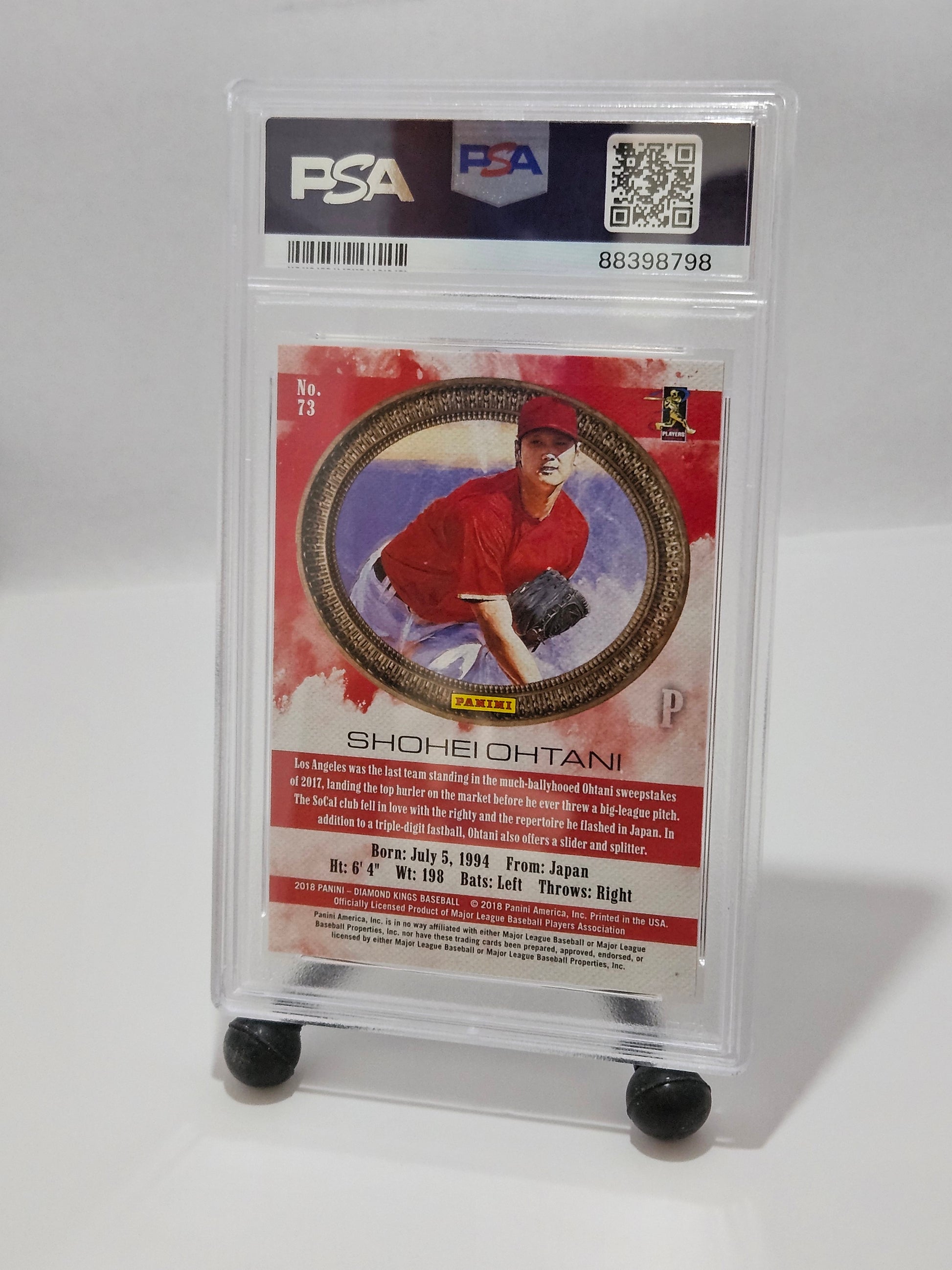 Baseball trading card in a protective case with PSA logo