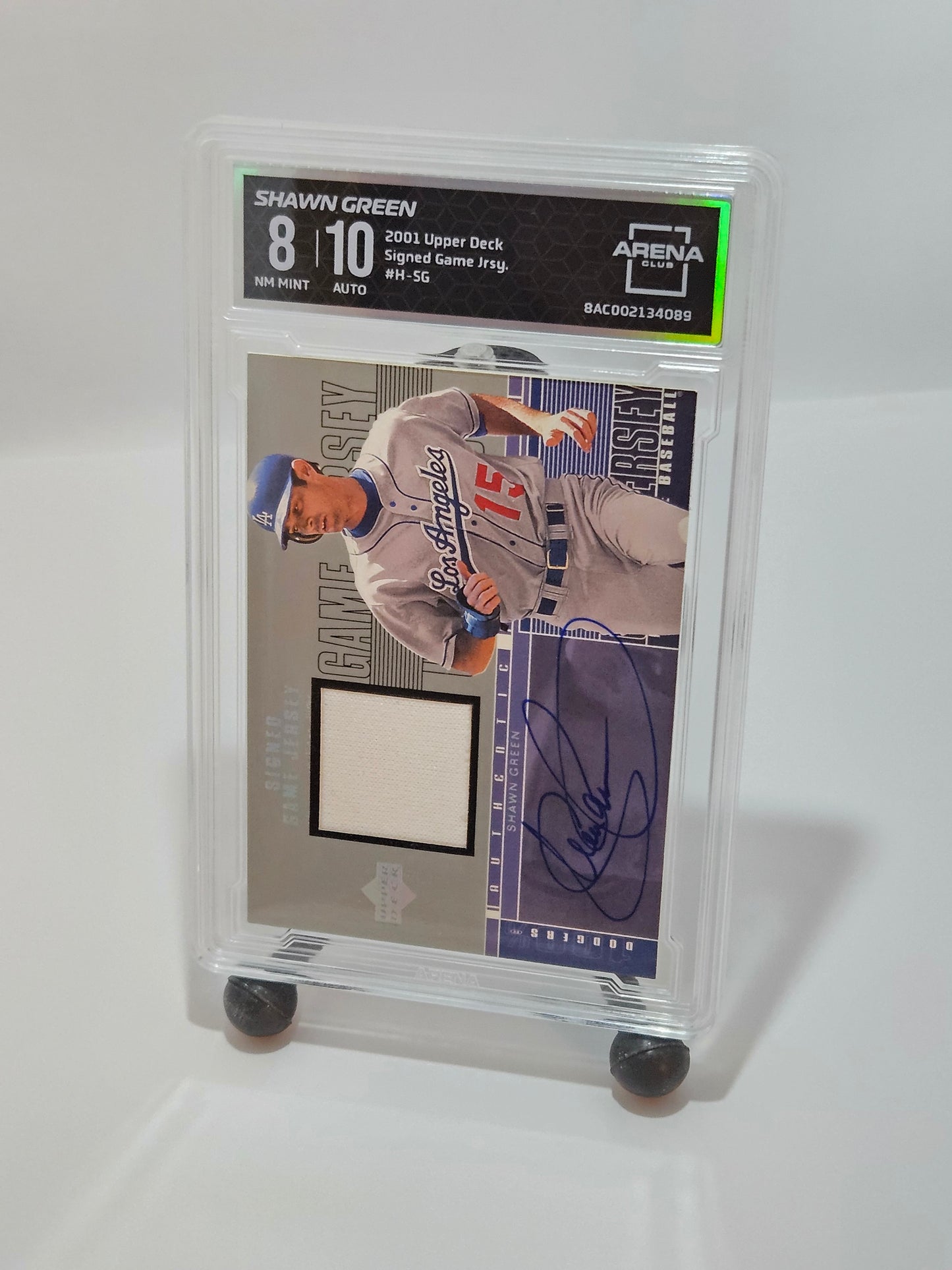 2001 Upper Deck Signed Game Jersey #H-SG Shawn Green Auto Patch Arena Club 8/10 – Los Angeles Dodgers