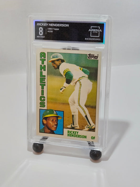 1984 Topps #230 Rickey Henderson Arena Club 8 NM/Mint – Oakland Athletics