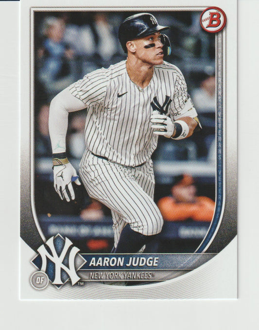 Baseball trading card of Aaron Judge in a New York Yankees uniform