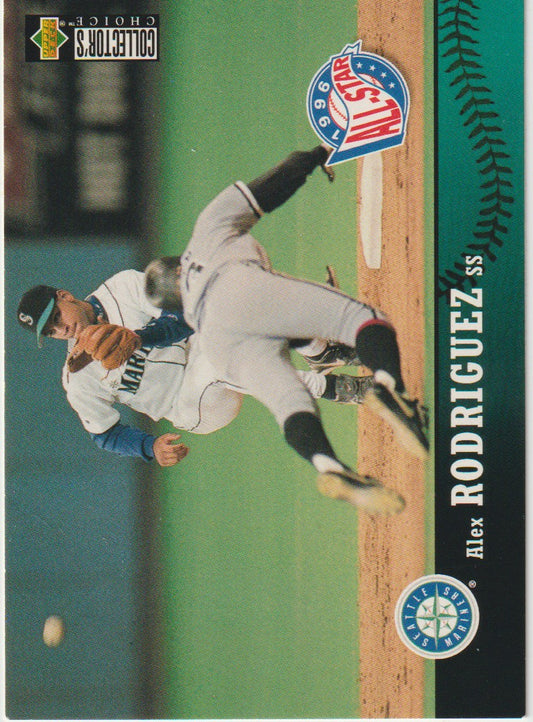 Baseball trading card featuring Alex Rodriguez in his Seattle Mariners uniform.