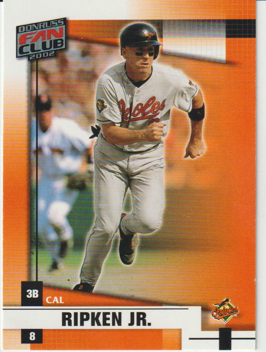 Baseball trading card featuring Cal Ripken Jr. with an orange border and 'Fan Club' logo.